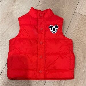 Janie and Jack Red Puffer Vest with Mickey Patch